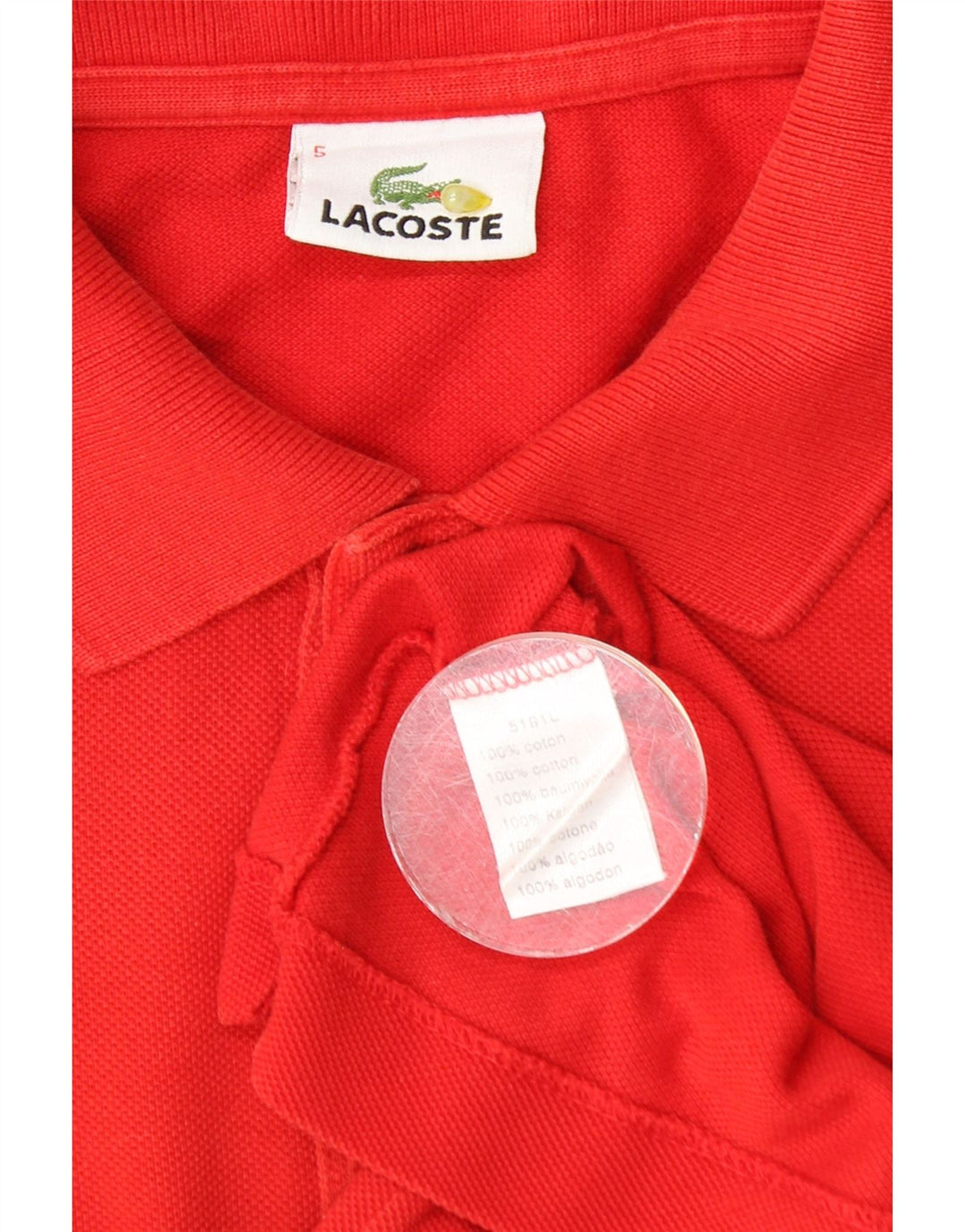 Lacoste Mens Polo Shirt Size 5 Large Red Cotton