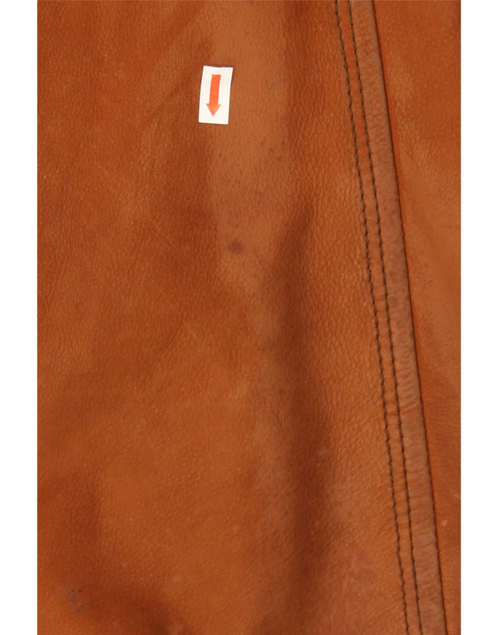 GALLOTTI Mens Duffle Leather Coat IT 48 Medium Brown Leather Vintage Gallotti and Second-Hand Gallotti from Messina Hembry 