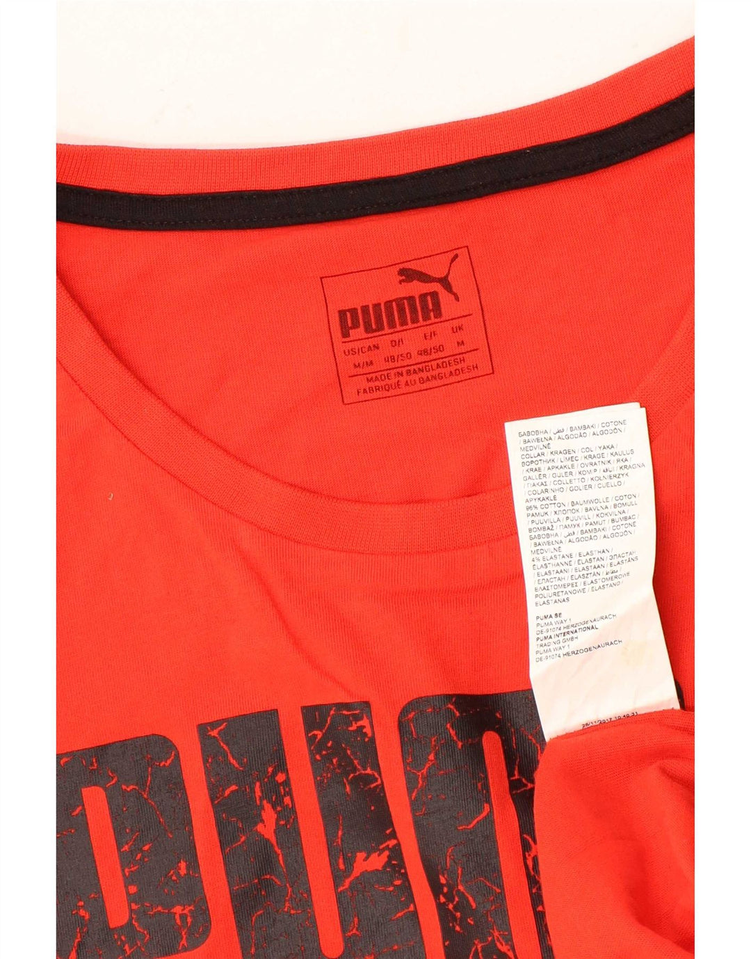 Puma Mens Graphic T-Shirt Top Medium Red Cotton