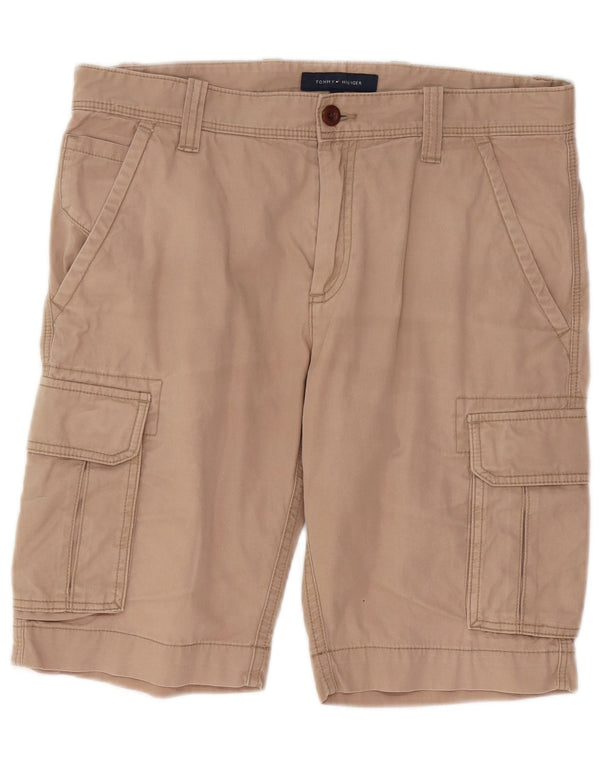 Tommy Hilfiger Mens Cargo Shorts W32 Medium Beige Cotton