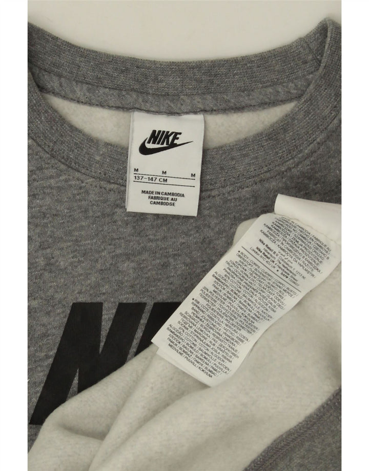 Nike Boys Graphic Sweatshirt Jumper 10-11 Years Medium Grey Flecked Cotton