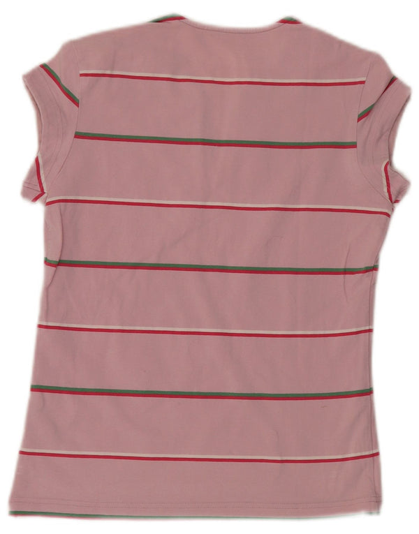 Nike Womens T-Shirt Top UK 14/16 Large Pink Striped