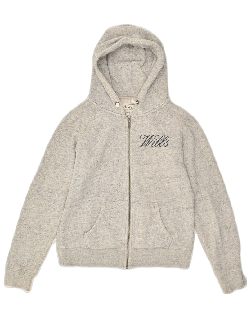 JACK WILLS Womens Zip Hoodie Sweater UK 12 Medium Grey Cotton | Vintage Jack Wills | Thrift | Second-Hand Jack Wills | Used Clothing | Messina Hembry 