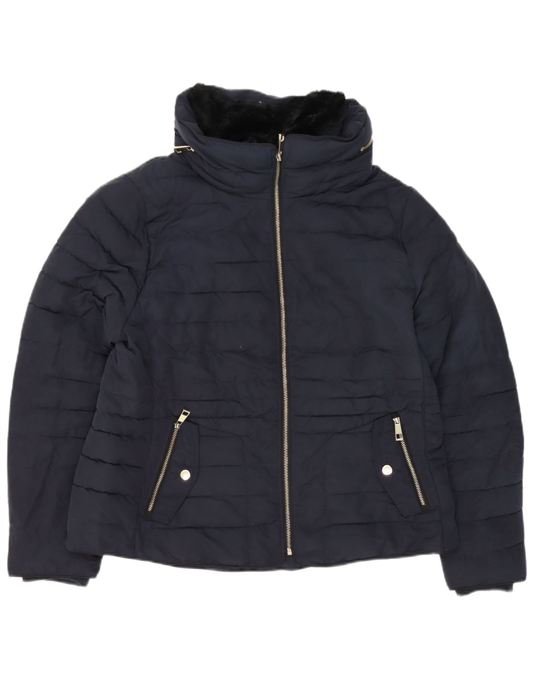 Marks & Spencer Womens Padded Jacket UK 18 XL Navy Blue Polyester