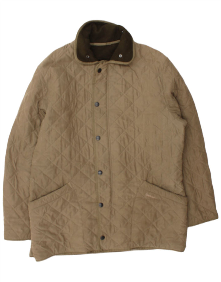 Barbour Mens Quilted Jacket UK 42 XL Beige Polyester