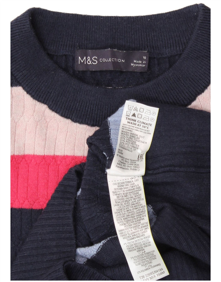 Marks & Spencer Womens Crew Neck Jumper Sweater UK 10 Small Multicoloured