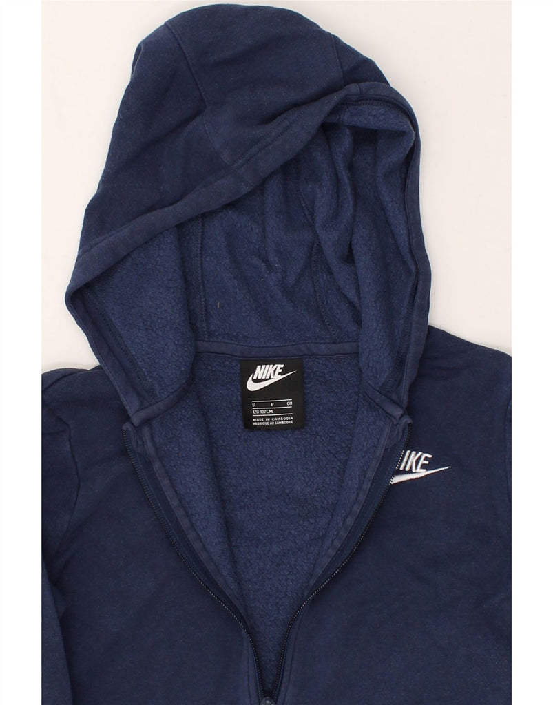 NIKE Boys Zip Hoodie Sweater 8-9 Years Small Navy Blue Cotton | Vintage Nike | Thrift | Second-Hand Nike | Used Clothing | Messina Hembry 