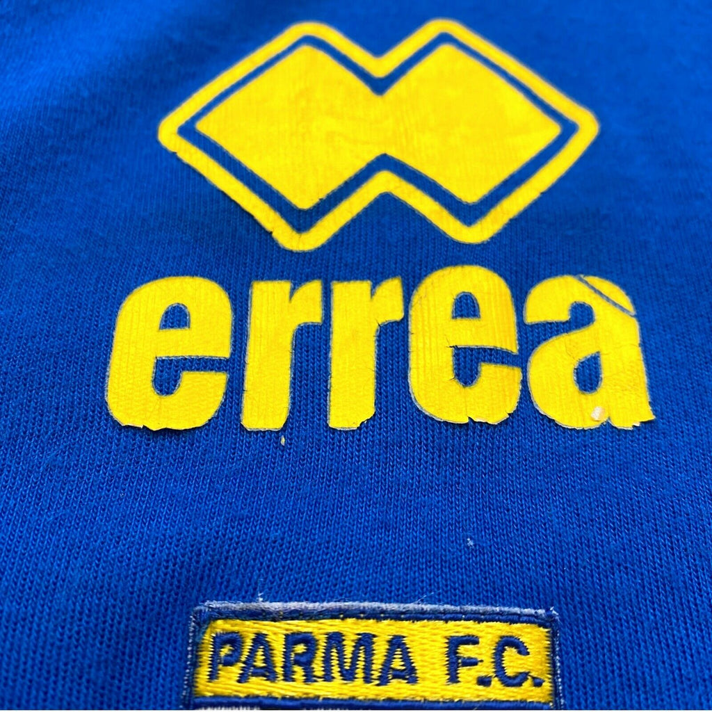 Parma FC Errea Sweatshirt | Vintage Italian Football Sportswear Blue Yellow VTG | Vintage Messina Hembry | Thrift | Second-Hand Messina Hembry | Used Clothing | Messina Hembry 