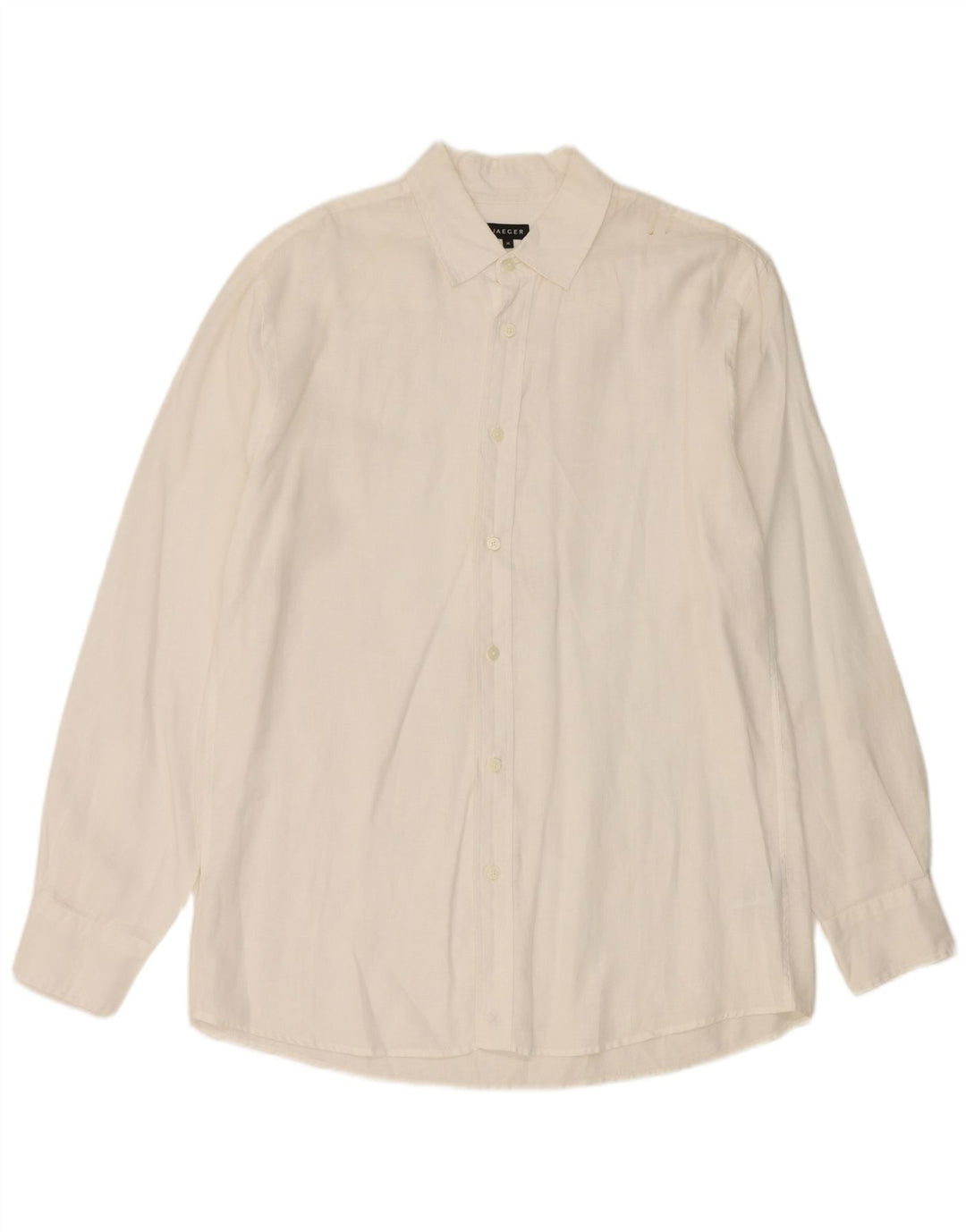 Jaeger Mens Shirt Medium White Linen