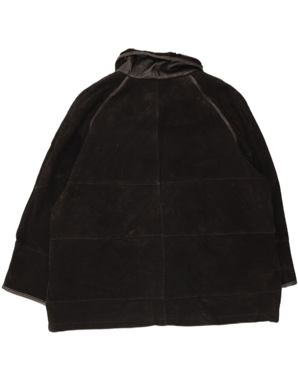 Neuville Womens Suede Jacket UK 26/28 5XL Black Leather