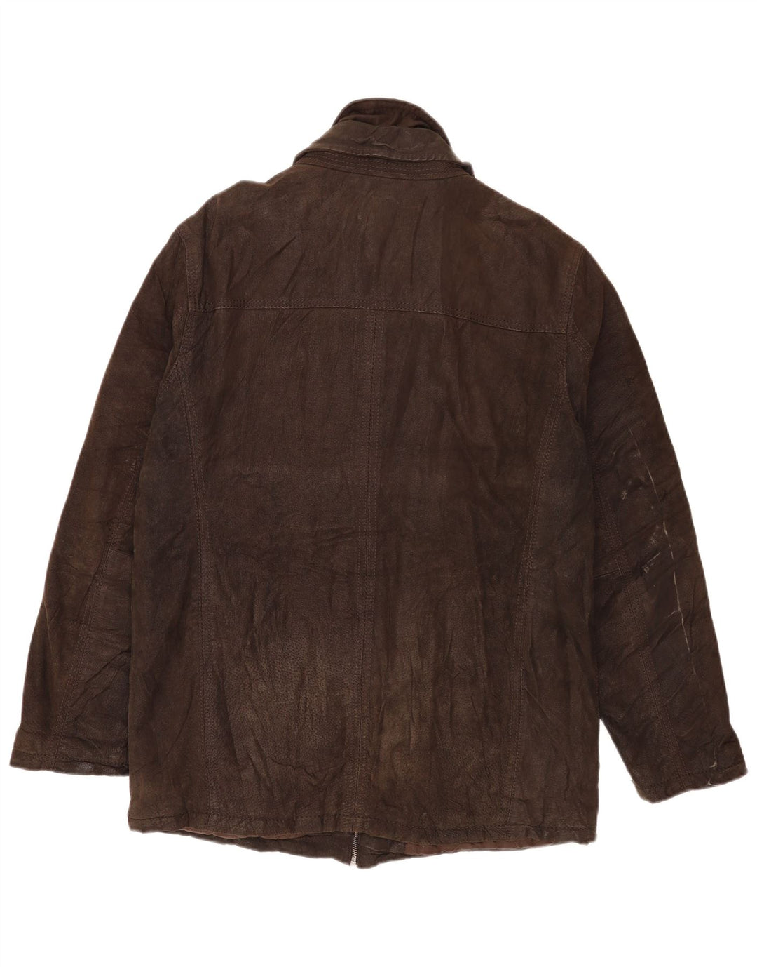 Angelo Litrico Mens Leather Windbreaker Coat UK 42 XL Black Classic