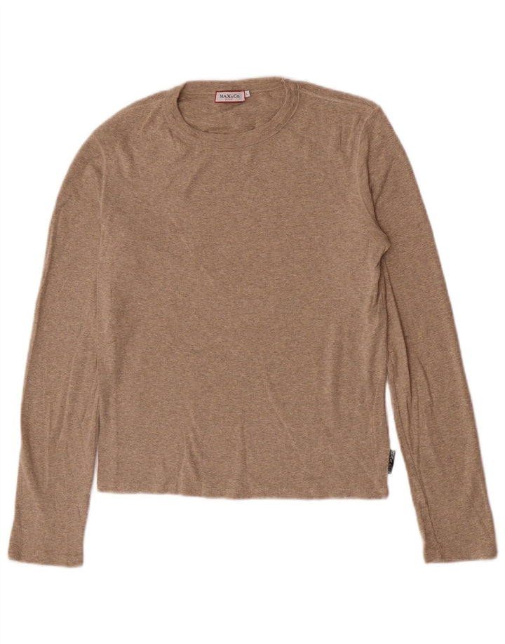 Max & Co. Womens Top Long Sleeve UK 14 Large Beige Cotton