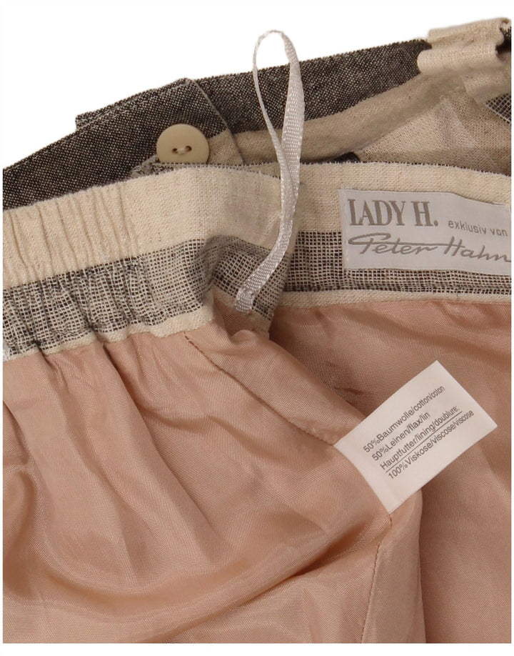 Peter Hahn Womens A-Line Skirt IT 42 Medium W30  Beige Striped Cotton