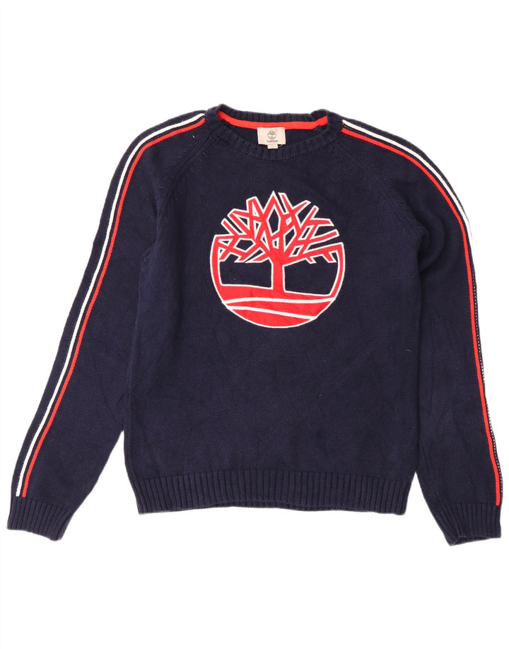 Timberland Boys Crew Neck Jumper Sweater 13-14 Years Small Navy Blue