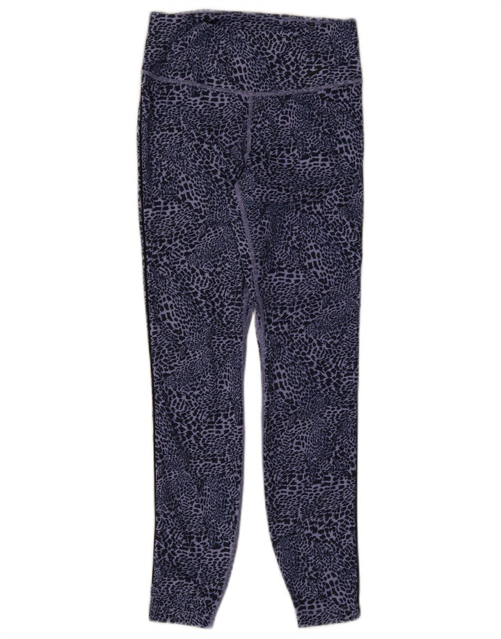 Nike Womens Dri Fit Leggings UK 8 Small Blue Animal Print Polyester