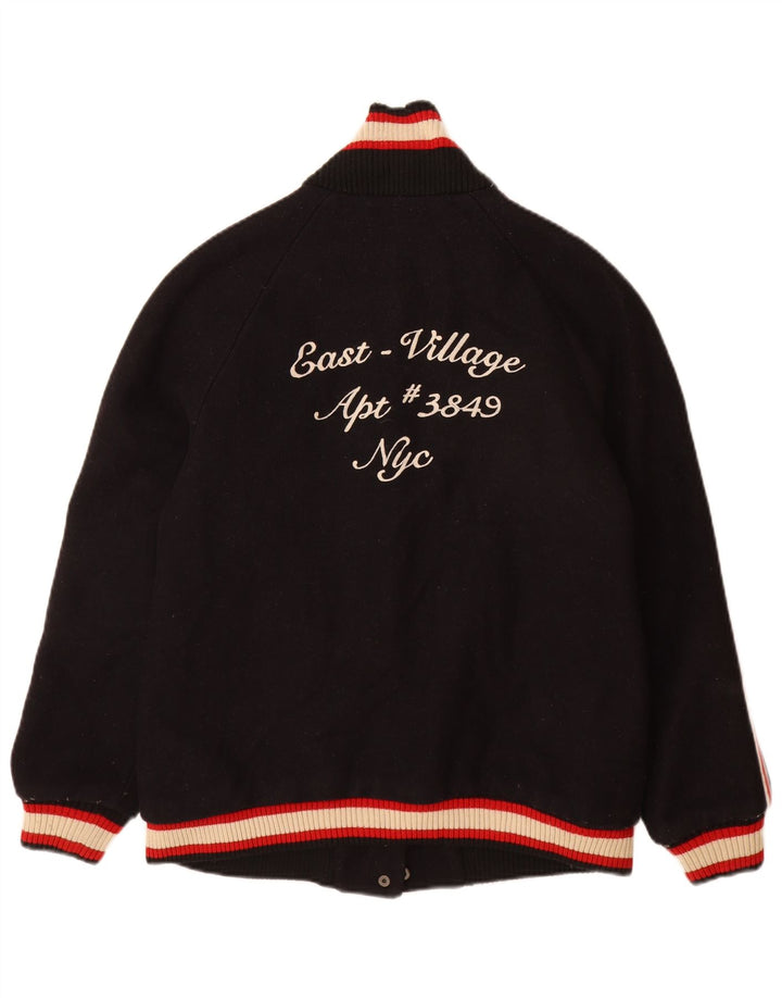 Zara Womens Trafaluc Graphic Varsity Jacket UK 16 Large Black Colourblock