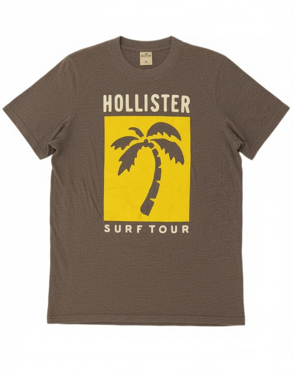 Hollister Mens Graphic T-Shirt Top XL Grey Cotton