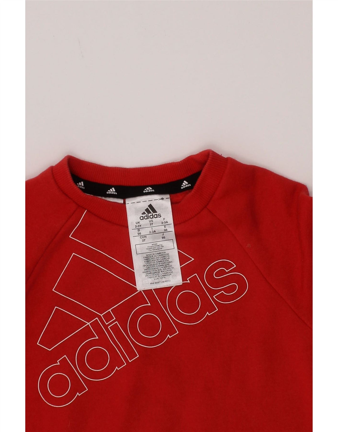 Adidas Boys Graphic Sweatshirt Jumper 2-3 Years Red Cotton