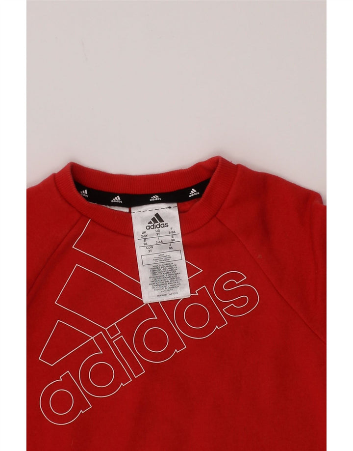 Adidas Boys Graphic Sweatshirt Jumper 2-3 Years Red Cotton