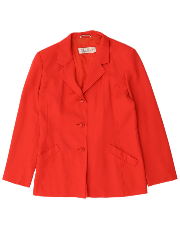 Max Mara Womens 3 Button Blazer Jacket UK 12 Medium Red Wool