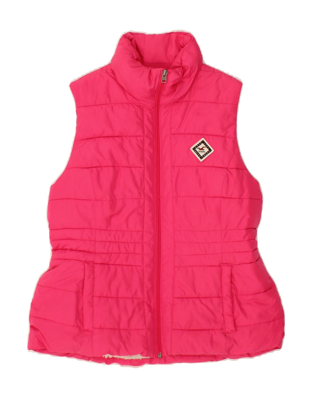 HOLLISTER Womens Padded Gilet UK 12 Medium Pink Polyester Vintage Hollister and Second-Hand Hollister from Messina Hembry 