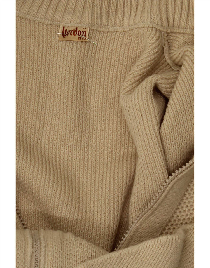 Gordon Mens Cardigan Sweater Medium Beige Polyester