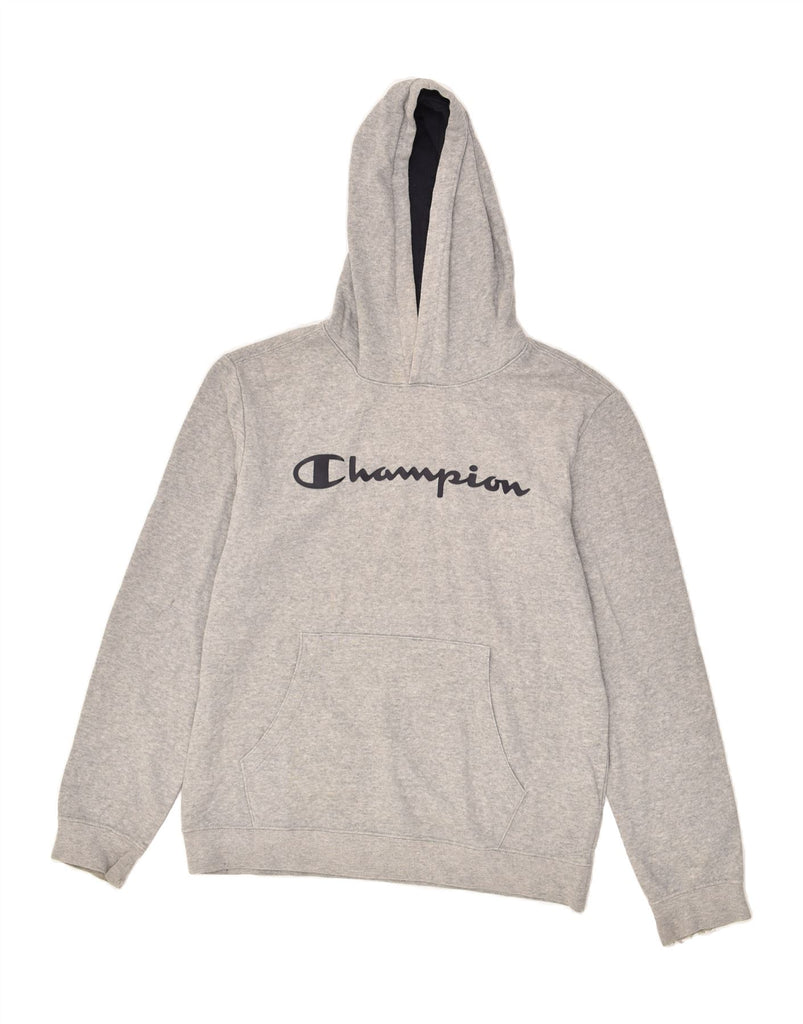 CHAMPION Boys Graphic Hoodie Jumper 15-16 Years 2XL Grey Cotton | Vintage Champion | Thrift | Second-Hand Champion | Used Clothing | Messina Hembry 