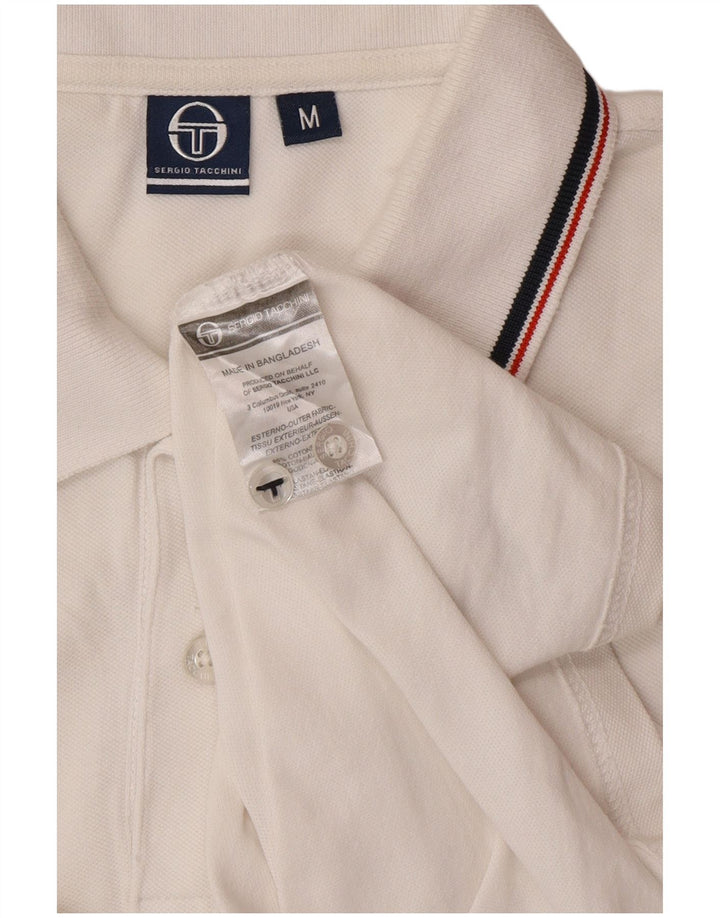 SERGIO TACCHINI Mens Polo Shirt Medium White Cotton
