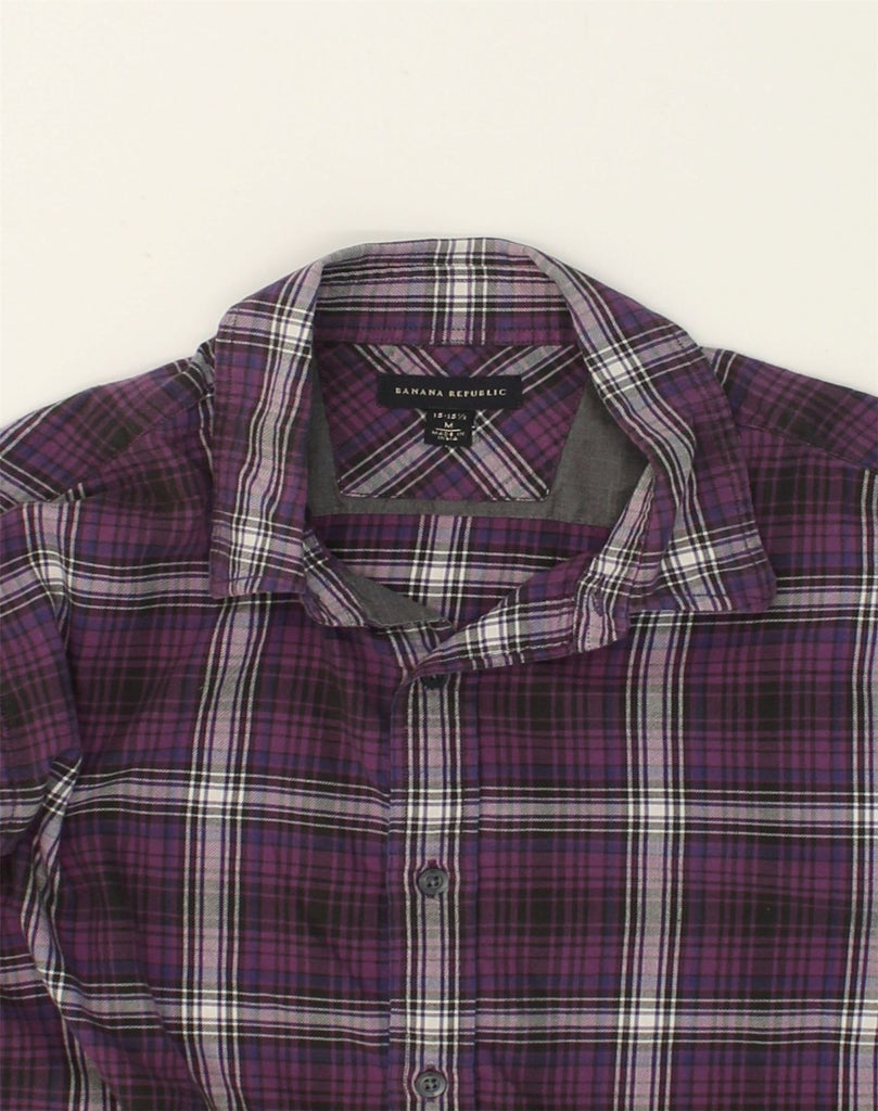 BANANA REPUBLIC Mens Shirt Size 15-15 1/2  Medium Purple Check Cotton | Vintage Banana Republic | Thrift | Second-Hand Banana Republic | Used Clothing | Messina Hembry 