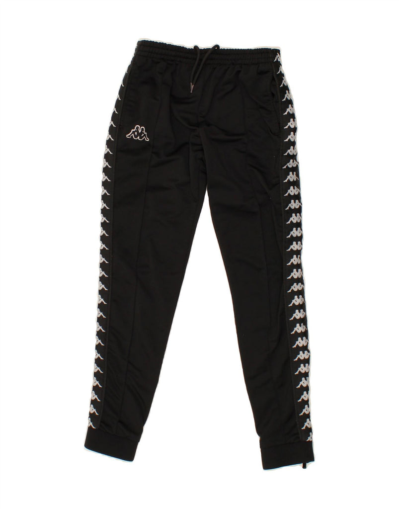 KAPPA Boys Graphic Tracksuit Trousers Joggers 11-12 Years Black Polyester | Vintage Kappa | Thrift | Second-Hand Kappa | Used Clothing | Messina Hembry 