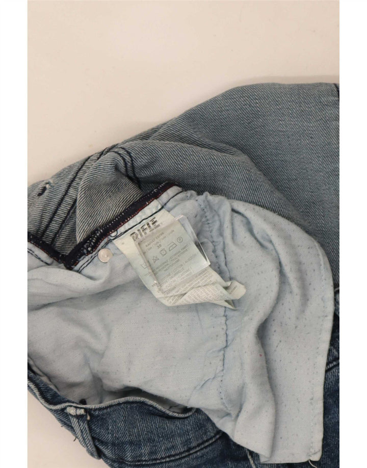 Rifle Mens Distressed Slim Jeans W38 L33 Blue Cotton