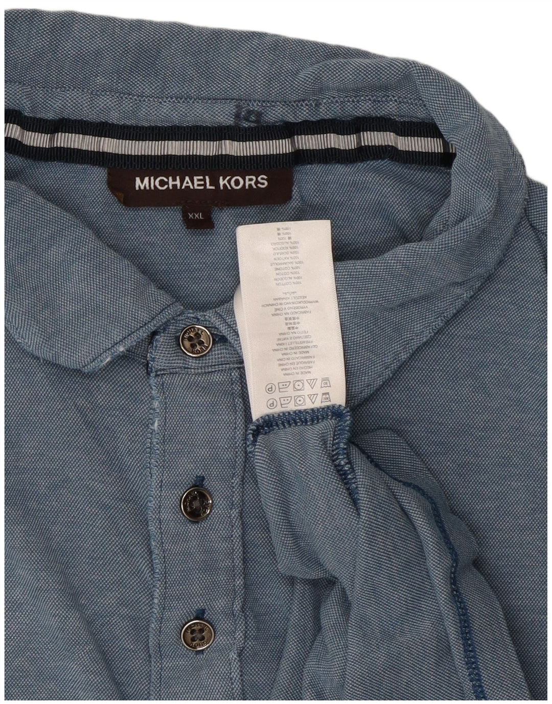 Michael Kors Mens Polo Shirt 2XL Blue Cotton