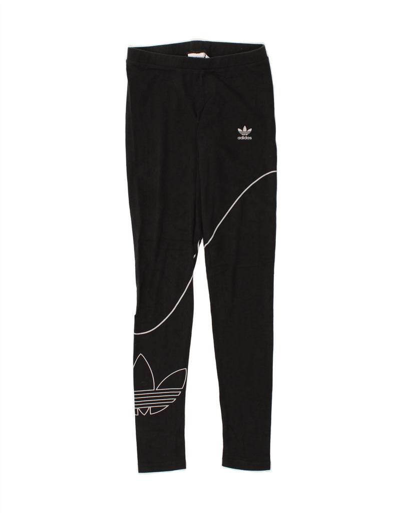 ADIDAS Womens Graphic Leggings UK 6 XS Black | Vintage Adidas | Thrift | Second-Hand Adidas | Used Clothing | Messina Hembry 