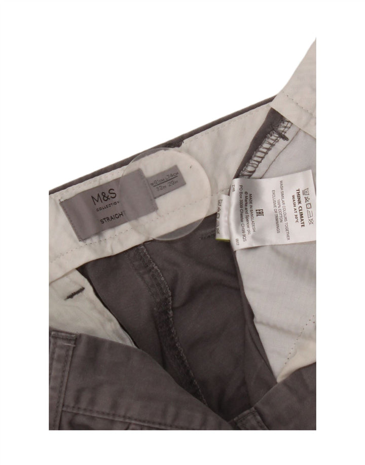 Marks & Spencer Mens Straight Chino Trousers W32 L29 Grey Cotton