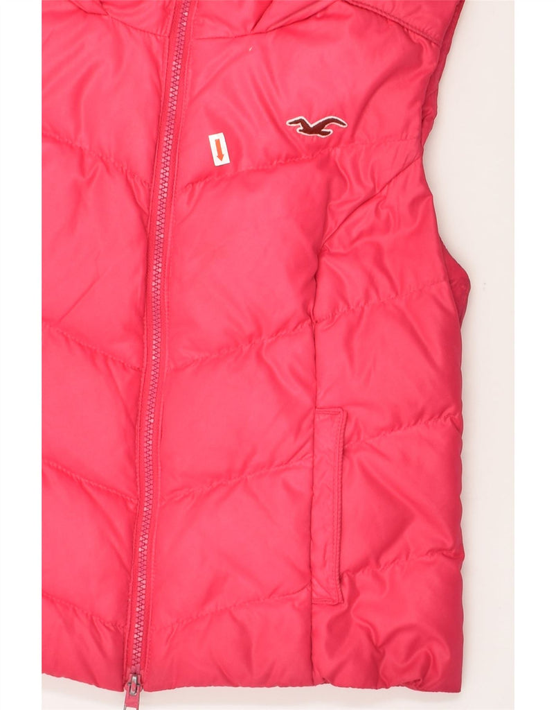 HOLLISTER Womens Hooded Padded Gilet UK 8 Small Pink Polyester | Vintage Hollister | Thrift | Second-Hand Hollister | Used Clothing | Messina Hembry 