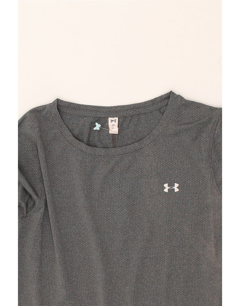 UNDER ARMOUR Womens Top Long Sleeve UK 10 Small Grey Spotted Polyester | Vintage Under Armour | Thrift | Second-Hand Under Armour | Used Clothing | Messina Hembry 