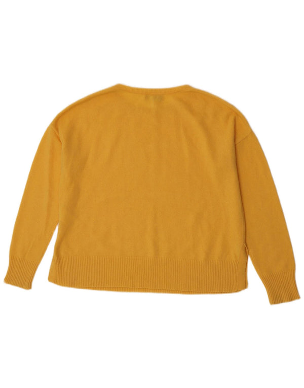 Hobbs Womens Oversized Boat Neck Jumper Sweater UK 10 Small Yellow Cashmere