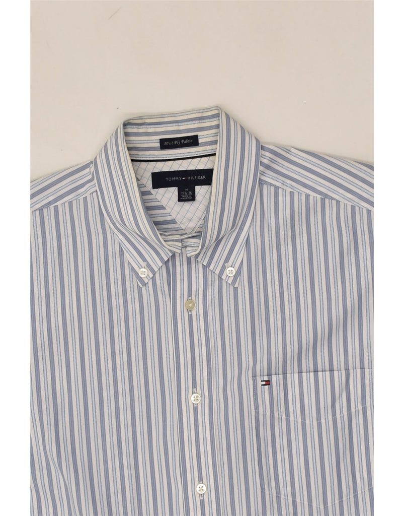 TOMMY HILFIGER Mens 80'S Two Ply Shirt Size 15 1/2 16 Medium Blue Striped | Vintage Tommy Hilfiger | Thrift | Second-Hand Tommy Hilfiger | Used Clothing | Messina Hembry 