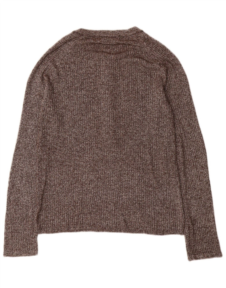 Zara Mens Boat Neck Jumper Sweater Medium Brown Flecked