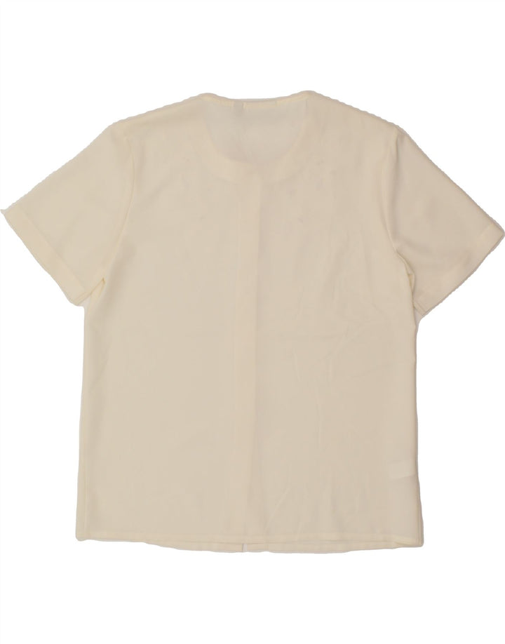 VINTAGE Womens Short Sleeve Shirt Blouse UK 14 Large  Off White Polyester Vintage Vintage and Second-Hand Vintage from Messina Hembry 