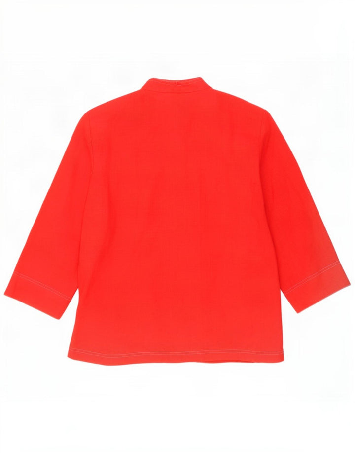 Sasha Womens 3/4 Sleeve Shirt Blouse UK 14 Medium Red Linen