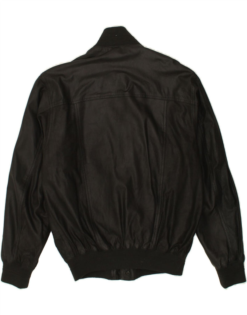 VINTAGE Mens Leather Bomber Jacket IT 50 Large Black Leather | Vintage Vintage | Thrift | Second-Hand Vintage | Used Clothing | Messina Hembry 