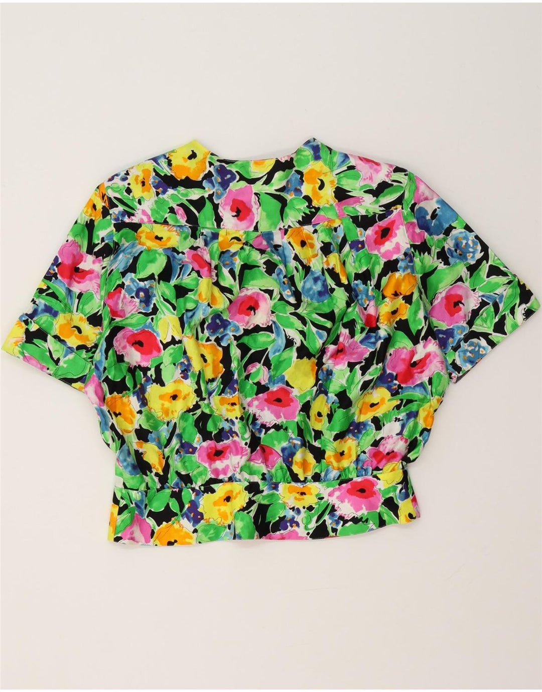 VINTAGE Womens Short Sleeve Shirt Blouse IT 46 Large Multicoloured Floral
