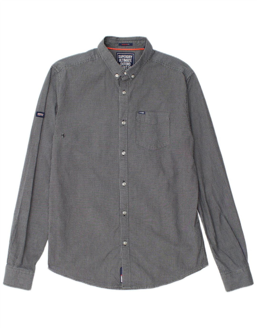 Superdry Mens Shirt Medium Navy Blue Gingham Cotton