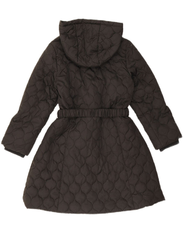 Monsoon Girls Hooded Quilted Overcoat 9-10 Years Black Polyester