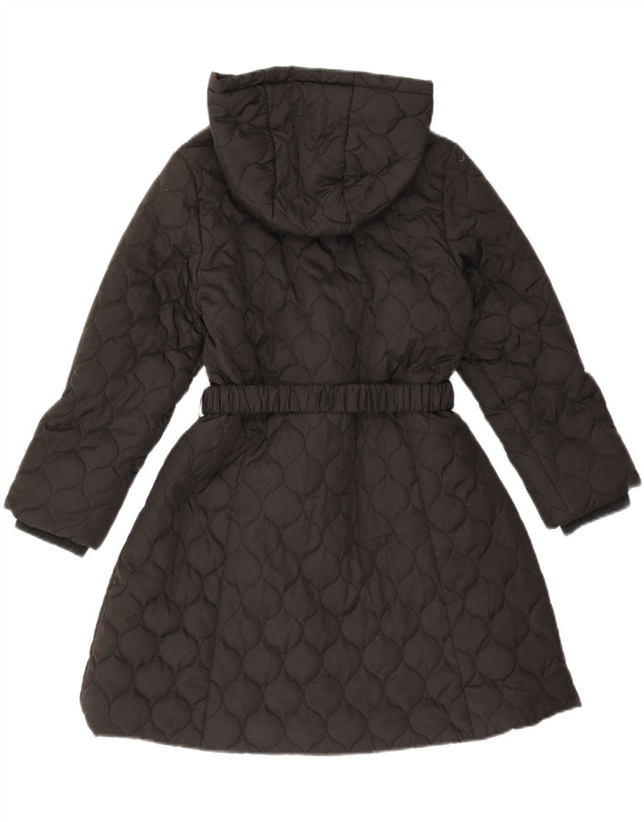 Monsoon Girls Hooded Quilted Overcoat 9-10 Years Black Polyester