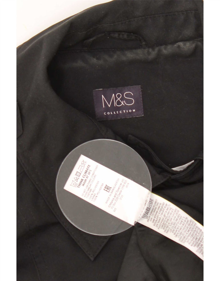 Marks & Spencer Womens Trench Coat UK 16 Large Black Polyester