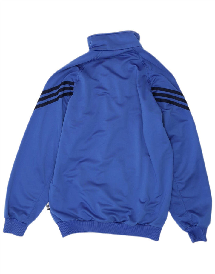 ADIDAS Boys Tracksuit Top Jacket 13-14 Years Blue Polyester