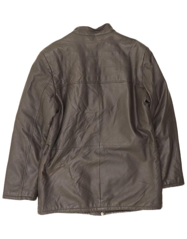 VINTAGE Mens Leather Jacket UK 38 Medium Grey