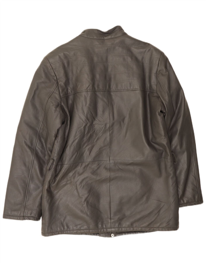 VINTAGE Mens Leather Jacket UK 38 Medium Grey